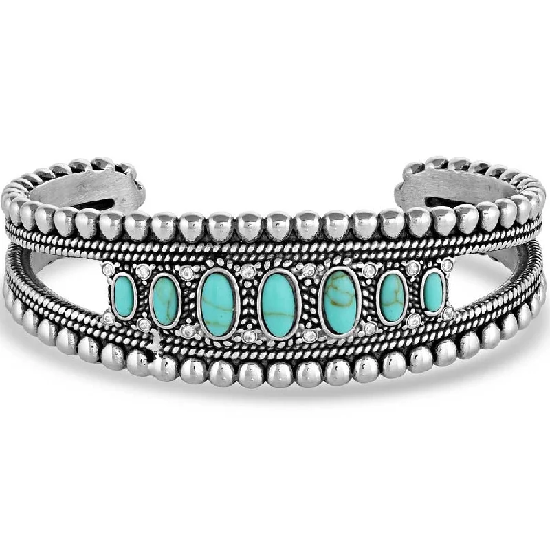 Women’s gold bracelets with diamonds-Montana Silversmiths Lucky Roads Turquoise Cuff Bracelet