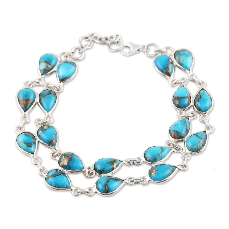 Wedding bracelets for brides-NOVICA Eternal Nature, Composite turquoise link bracelet