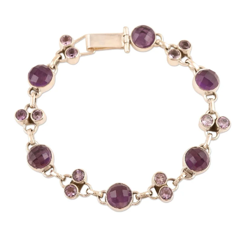 Personalized charm bangles for gifts-NOVICA Frosted Grapes, Amethyst link bracelet