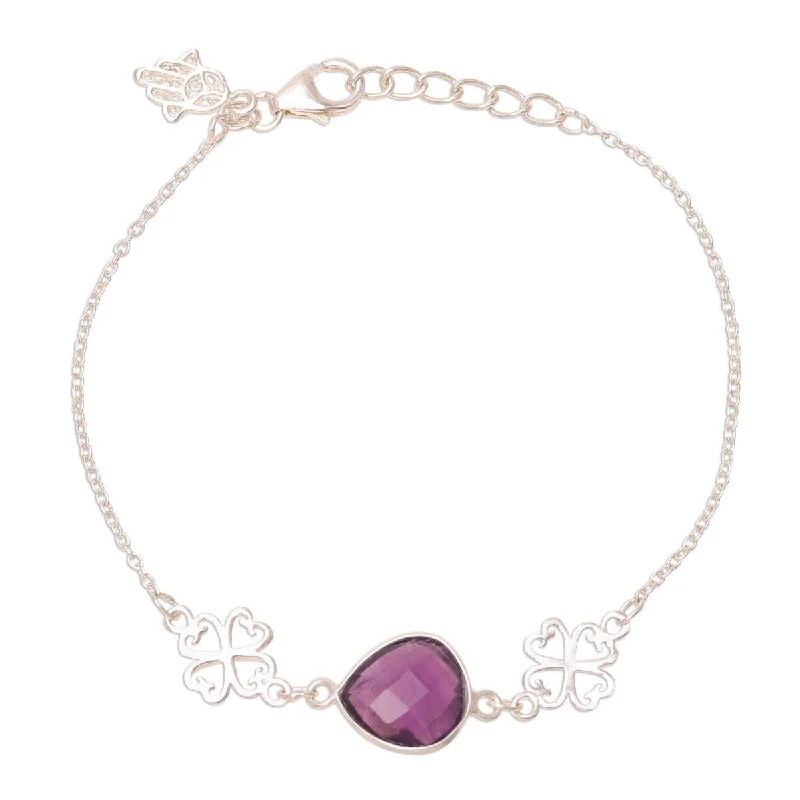 Best bracelets for gifts for her-NOVICA Hamsa Grace, Amethyst pendant bracelet