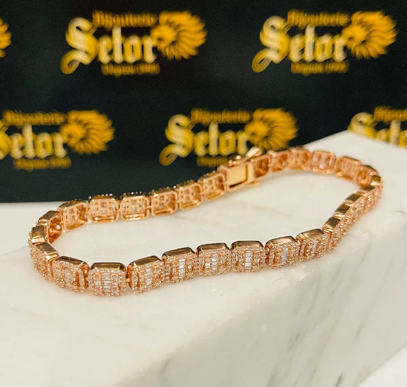 Luxury charm bracelets with diamonds-Rose gold diamond bracelet