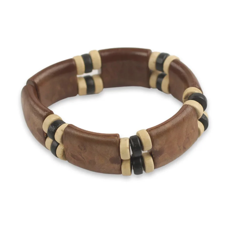 Elegant wedding bracelets for bridesmaids-Sese Wood 'Coffee Connection' Bracelet (Ghana)