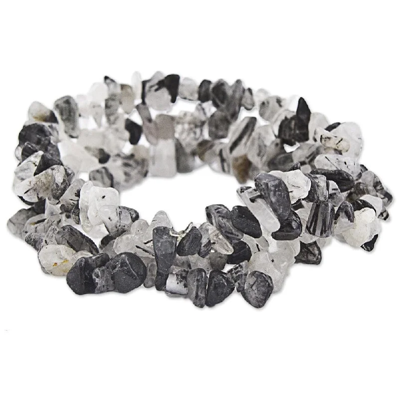 Fashion bracelets for casual wear-Set of 3 Quartz Tourmaline 'Monochromatic' Bracelets