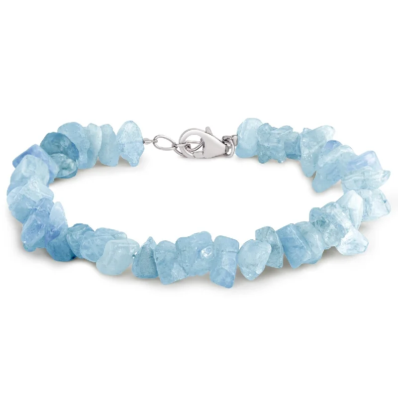 Elegant wedding bracelets for bridesmaids-Sterling Silver Aquamarine Beaded Bracelet