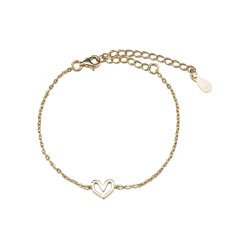 Trendy stacking bracelets for girls-Sterling Silver Heart Bracelet