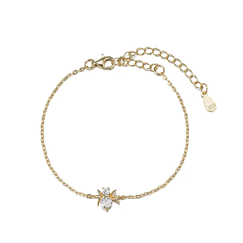 Trendy gold bracelets for women-Sterling Silver Spider Bracelet