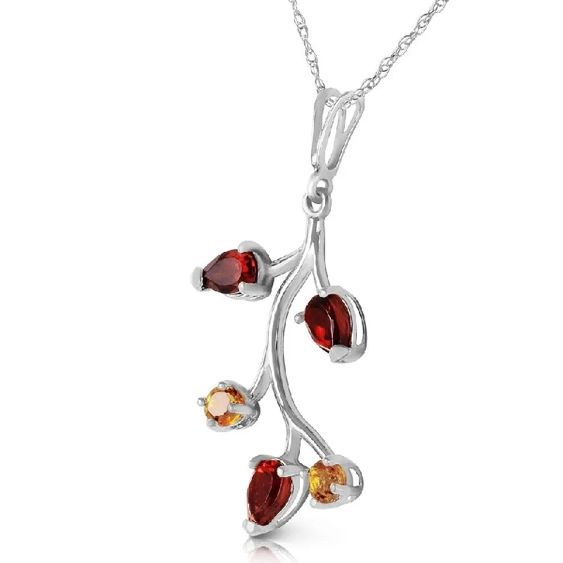 men’s leather necklace with pendant -0.95 Carat 14K Solid White Gold Down The River Garnet Citrine Necklace