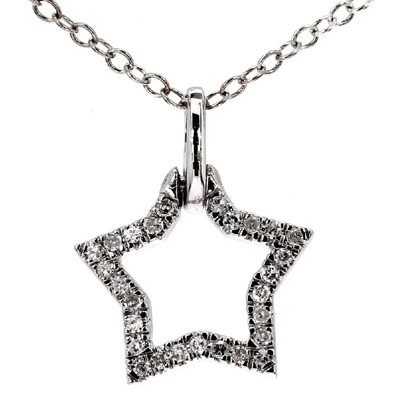 zodiac sign necklace for gifts -1/10 Ct. Diamond Star Pendant 10k White Gold