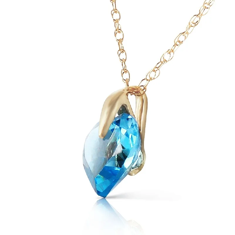 moon pendant necklace for women -1.15 CTW 14K Solid Gold About A Girl Blue Topaz Necklace