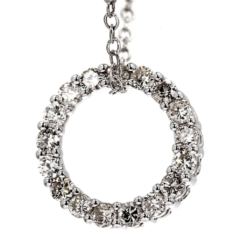 multi-layer necklace for women -1/2 Ct. Diamond Circle Pendant 10k White Gold