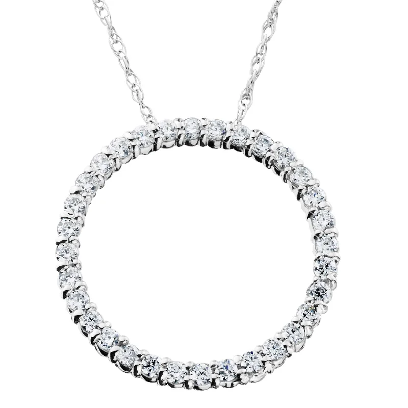 elegant gold necklace for special occasions -1/2 Ct Diamond Circle Pendant White Gold Lab Grown Necklace