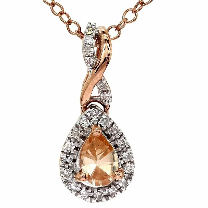 elegant gold necklace for special occasions -1/2 Ct. Diamond Pear Shape Morganite Halo Pendant 10k Rose Gold Womens Necklace