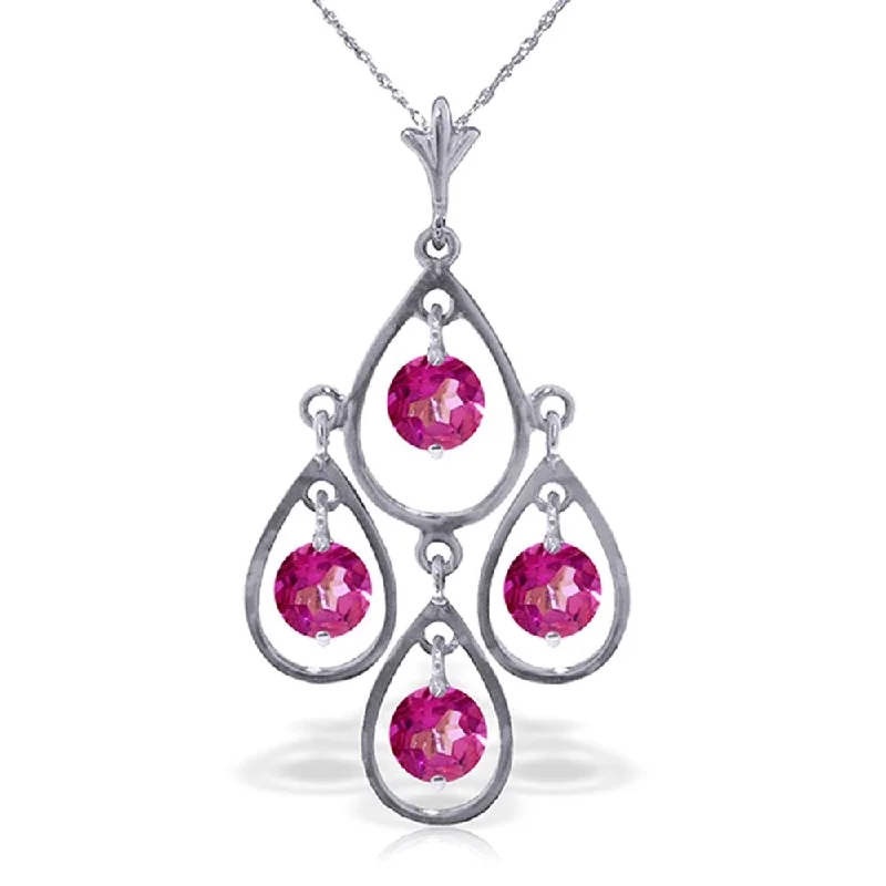 casual necklace for men -1.2 CTW 14K Solid White Gold Not Hyphenated Pink Topaz Necklace