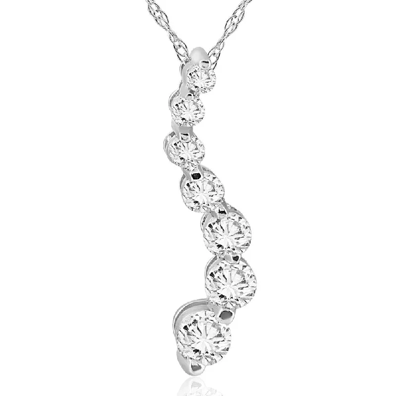 stylish choker necklace for women -1/2ct Real Diamond Journey Pendant 14K White Gold