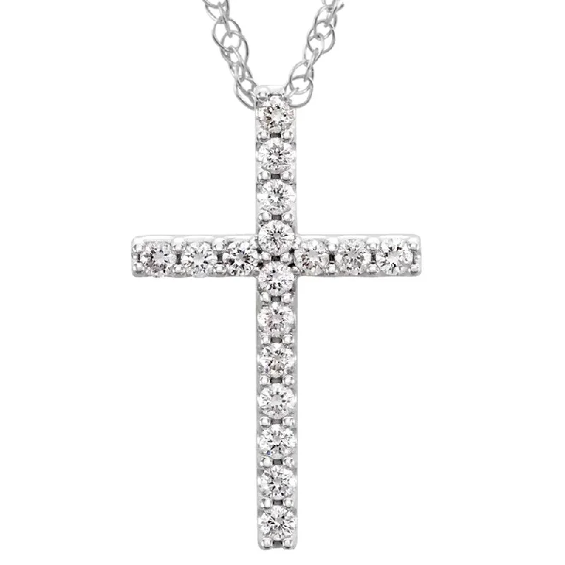 custom birthstone necklace for women -1/3 Ct Diamond Cross Pendant Necklace 18" 10k White Gold 21mm Tall