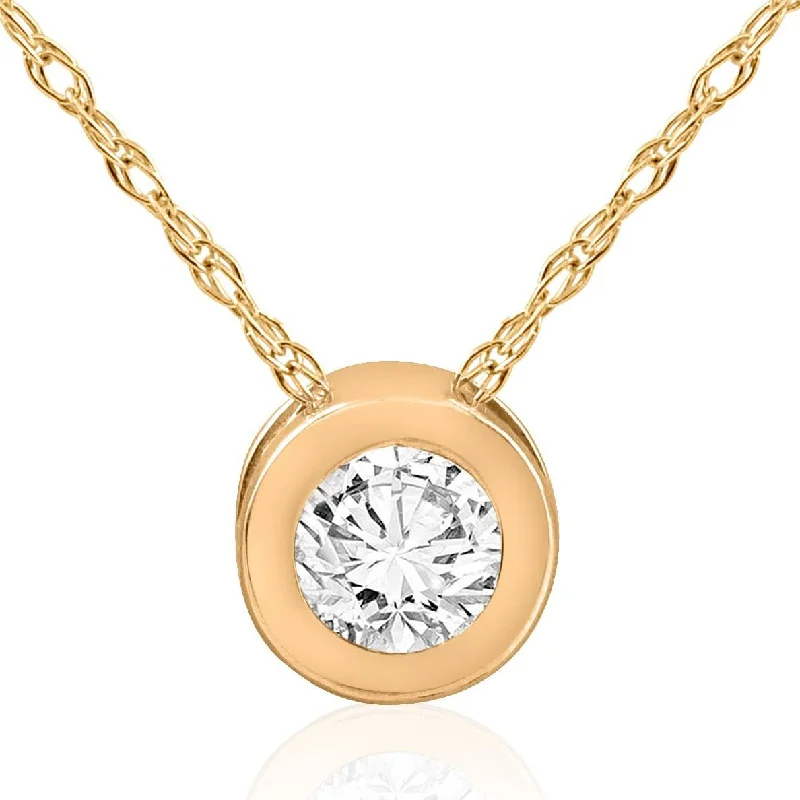 pearl and silver necklace for women -1/3 Ct Diamond Round Brilliant Cut Solitaire Pendant Necklace 14K Yellow Gold