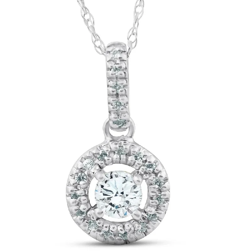 choker necklace for girls -1/3ct Floating Solitaire Pave Round Diamond Pendant