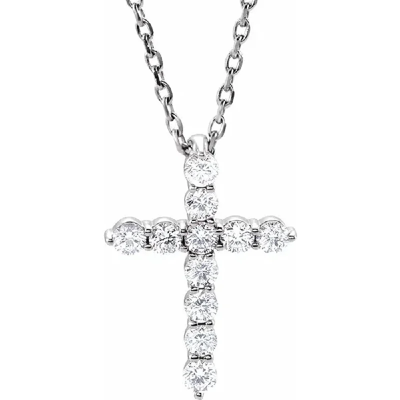 pendant necklace for layering -1/4 Ct Diamond Cross 14k White Gold Pendant Necklace