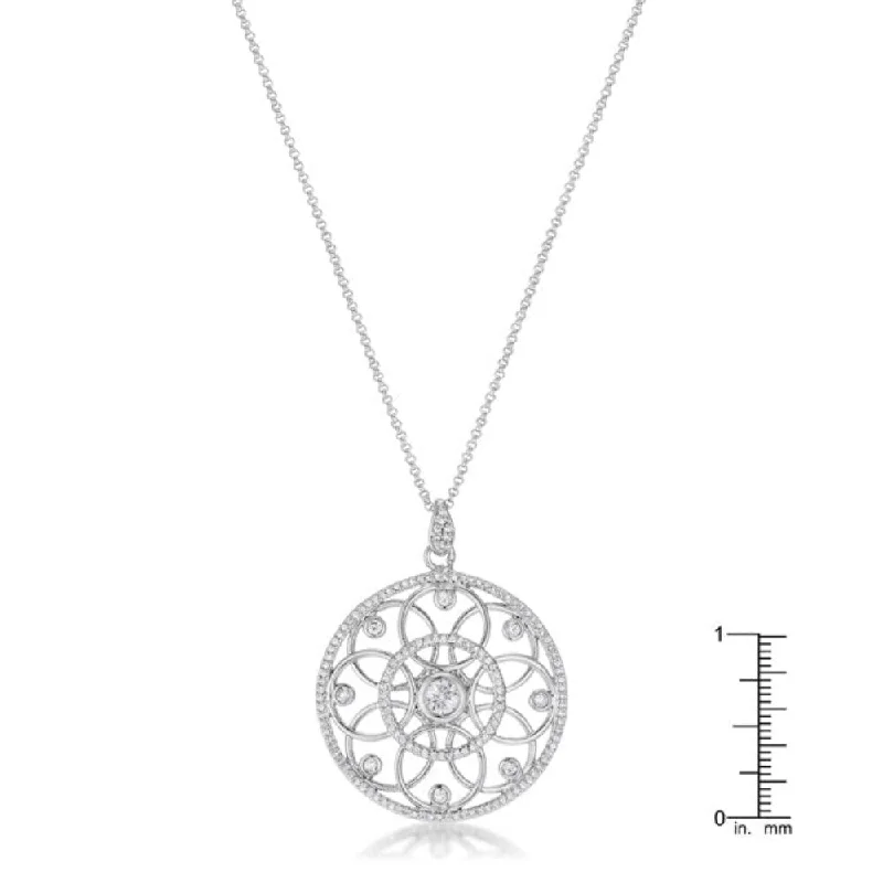 gothic style necklace for men -1.4 Ct Rhodium Pendant Necklace with Interlocking Circles and CZ