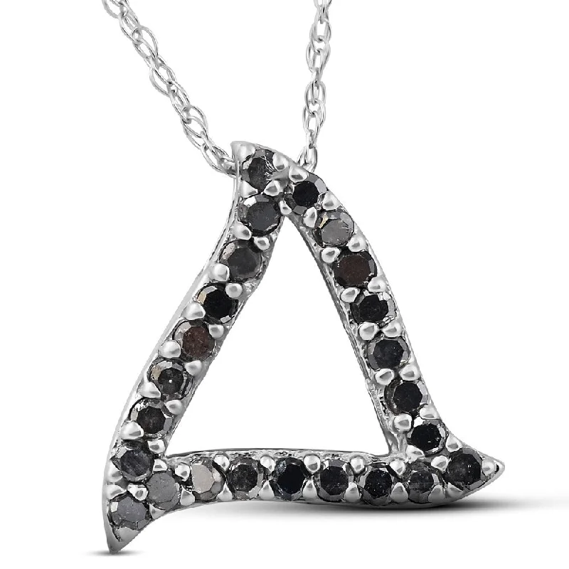 custom nameplate necklace -1/4ct Black Diamond Pendant White Gold Triangle