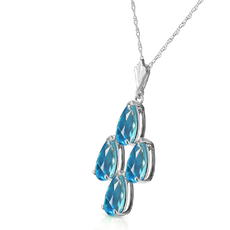 custom engraved necklace for women -1.5 Carat 14K Solid White Gold Good Beginnings Blue Topaz Necklace