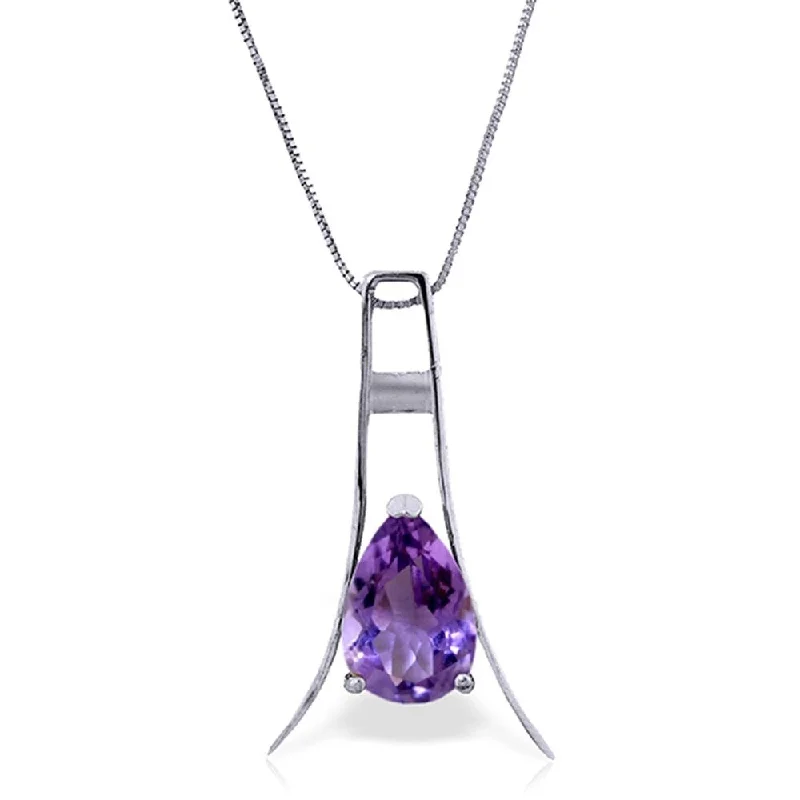 luxury necklace for special occasions -1.5 Carat 14K White Gold Rejoice Amethyst Necklace