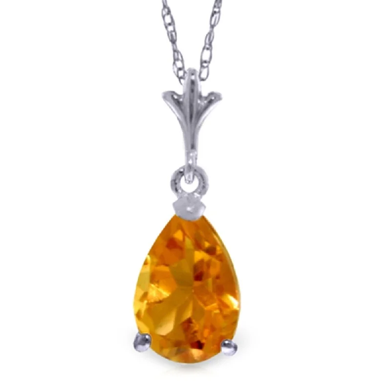 silver and gold necklace for layering -1.5 Carat 14K White Gold Warm Heart Citrine Necklace