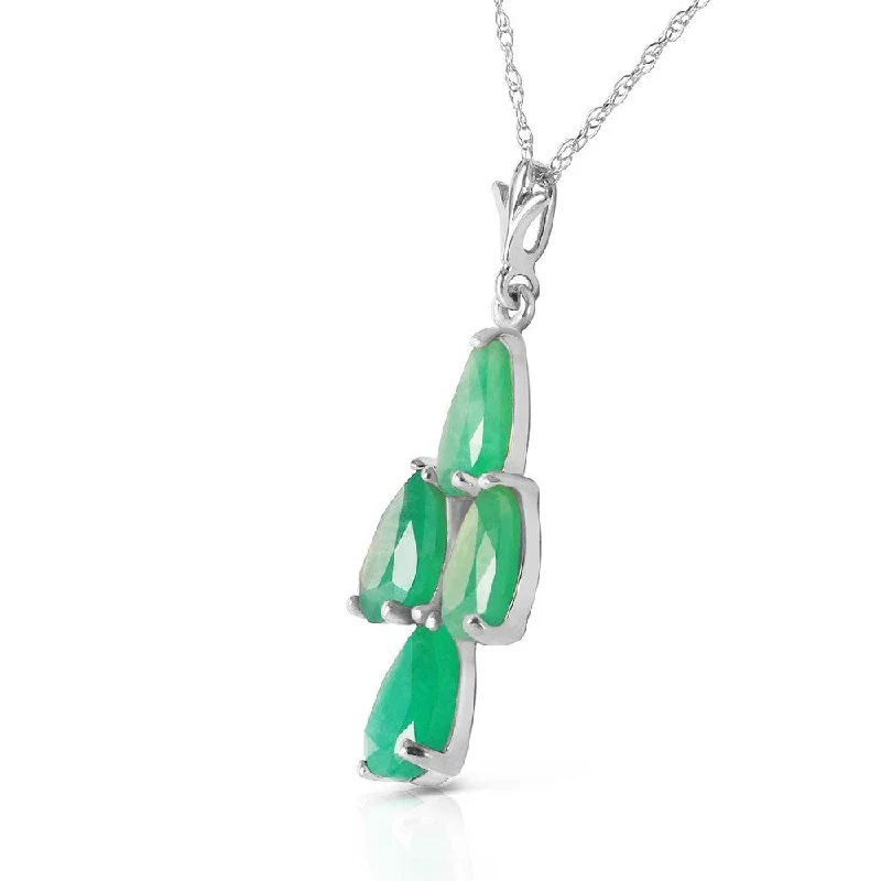 luxury gold necklace for women -1.5 CTW 14K Solid White Gold Magnanimity Emerald Necklace