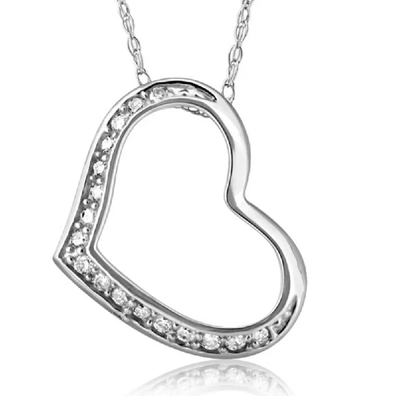 black pendant necklace for men -1/5Ct Diamond Heart Pendant in White, Yellow, or Rose Gold