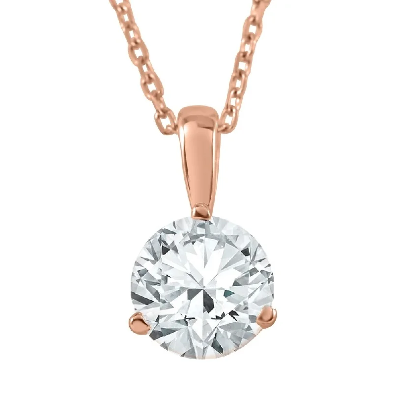 heart shaped necklace for girls -1 ct Solitaire Lab Grown Diamond Pendant in 14K Rose Gold