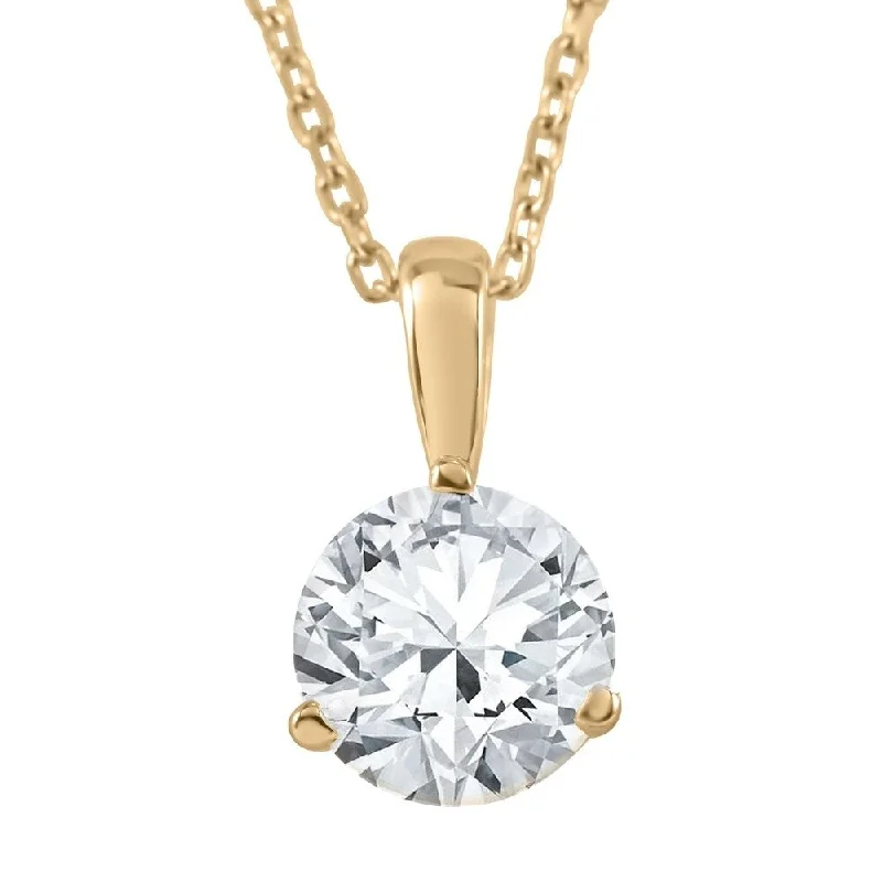 gold pendant necklace for men -1 ct Solitaire Lab Grown Diamond Pendant in 14K Yellow Gold