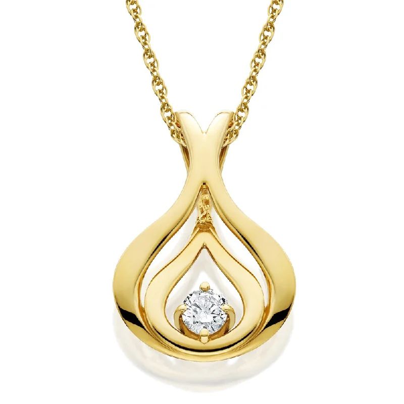 initial necklace for women -10k White or Yellow Gold 1/10ct Diamond Solitaire Pendant Necklace