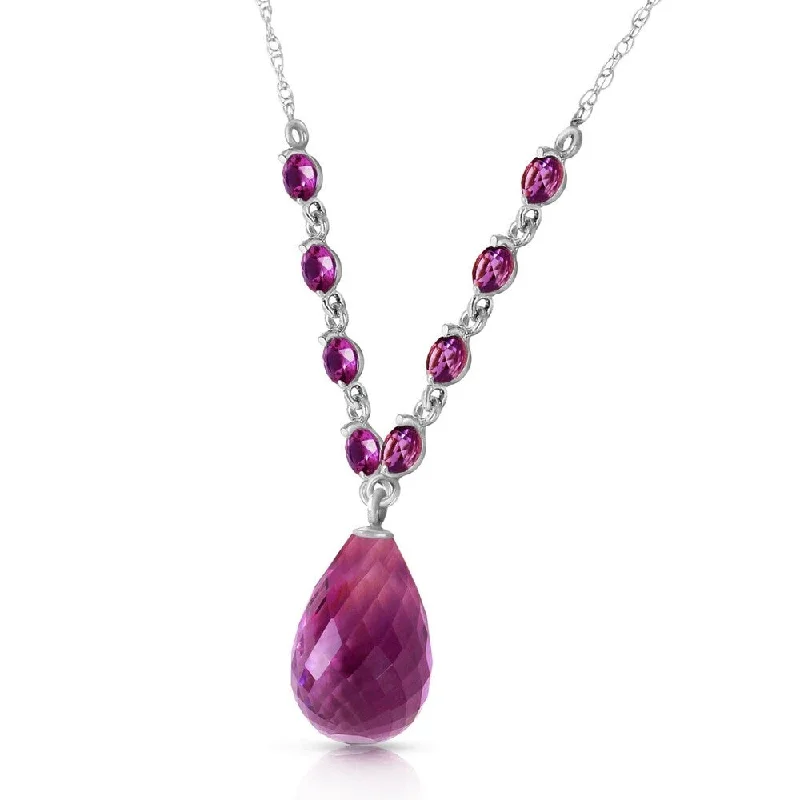 moon pendant necklace for women -11.5 Carat 14K Solid White Gold Amethyst Necklace