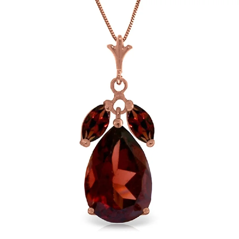 luxury necklace for special occasions -14K Rose Gold Garnet Gemstone Genuine Deluxe Necklace