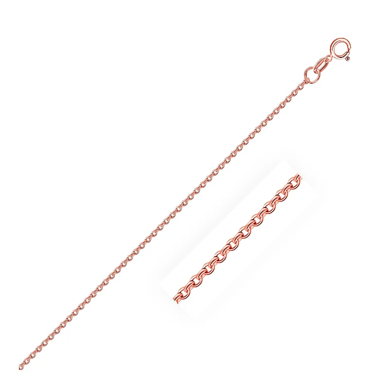 oval pendant necklace for women -14k Solid Rose Gold Cable Link Chain Necklace 1.1mm