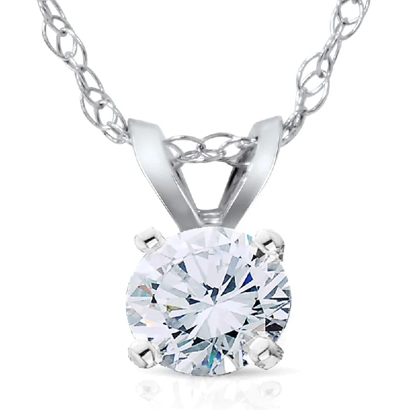 simple chain necklace for women -14k White Gold 1 1/2ct Lab Grown Eco Friendly Diamond Solitaire Pendant