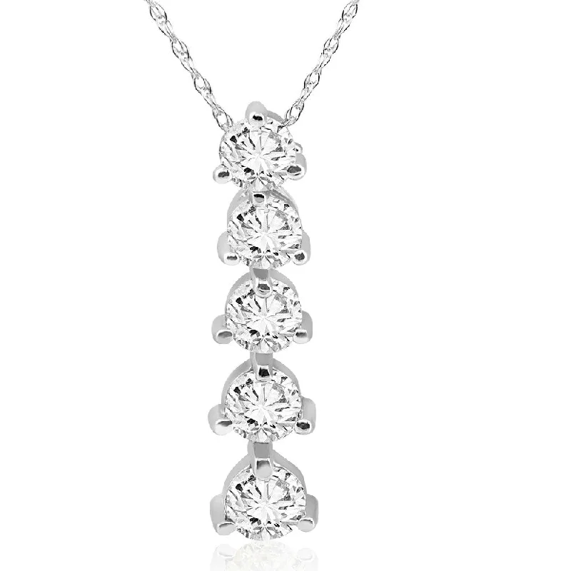 pearl necklace for brides -14k White Gold 1 1/4 ct TDW Diamond Journey Pendant (I-J,I2-I3)