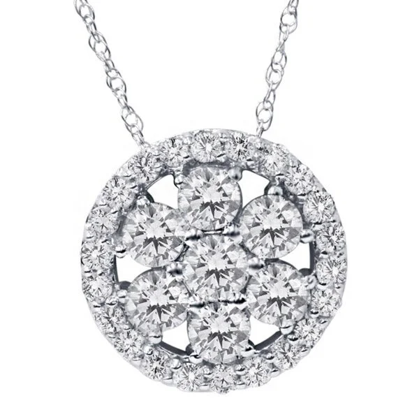 diamond tennis necklace for women -14k White Gold 1 1/5ct TDW Circle Diamond Necklace - White Gold - White Gold