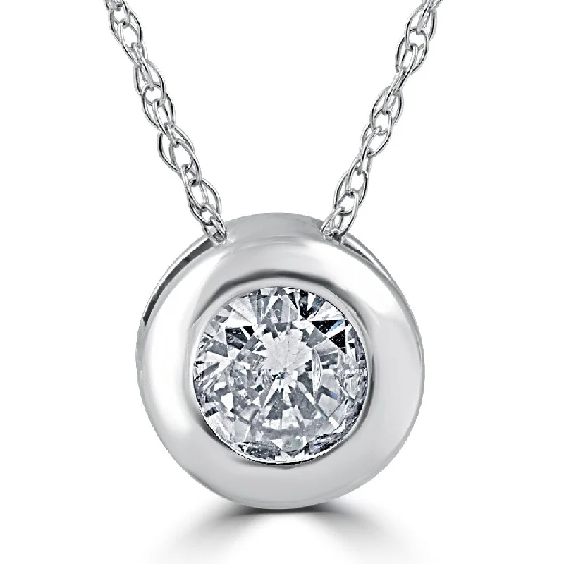 infinity necklace for couples -14k White Gold 1/2ct TDW Diamond Solitaire Bezel Pendant