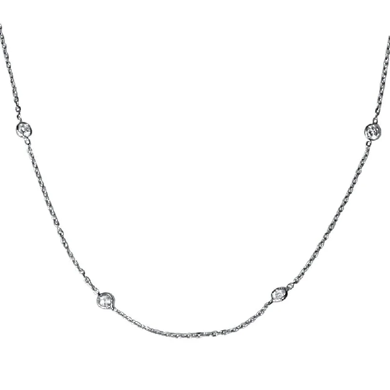 simple necklace for special occasions -1ct Diamonds Bezel Station 18" White Gold Womens Necklace