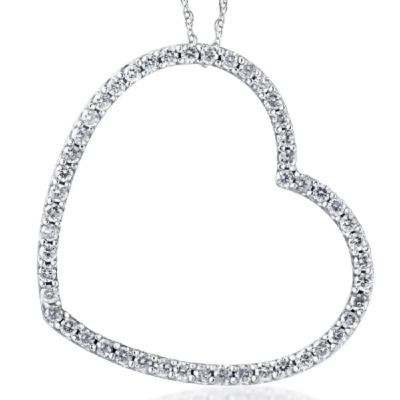 thick chain necklace for men -1ct Real Diamond Large Heart Shape Pendant White Gold