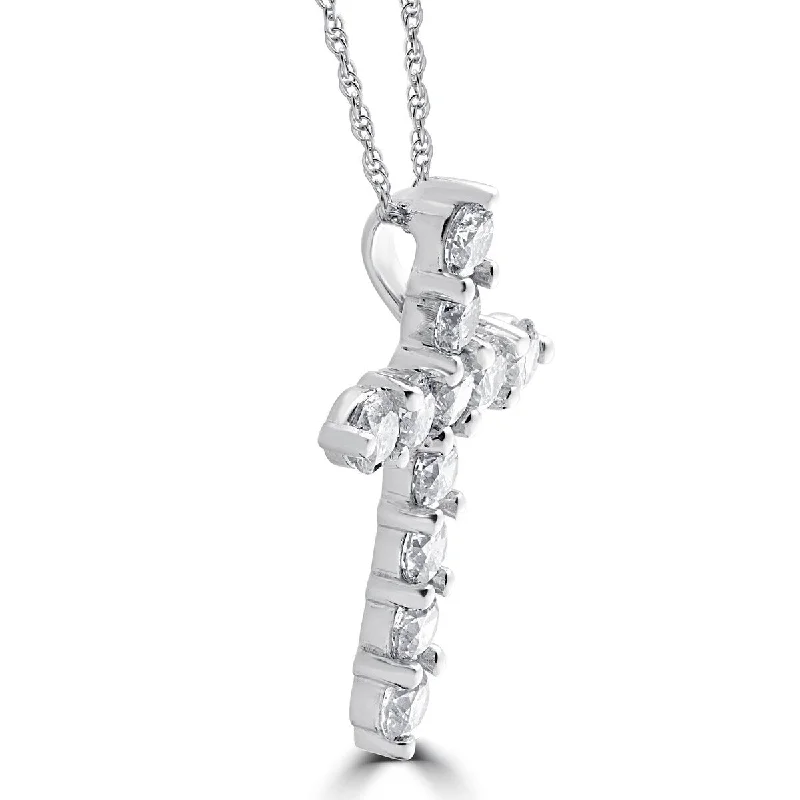 personalized charm necklace for moms -2Cttw Diamond Cross Pendant in 10k White Gold Women's Necklace