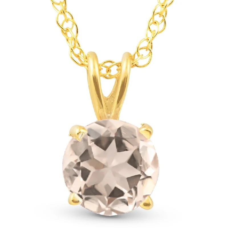 braided leather necklace for men -3/4ct Morganite Solitaire Pendant Yellow Gold