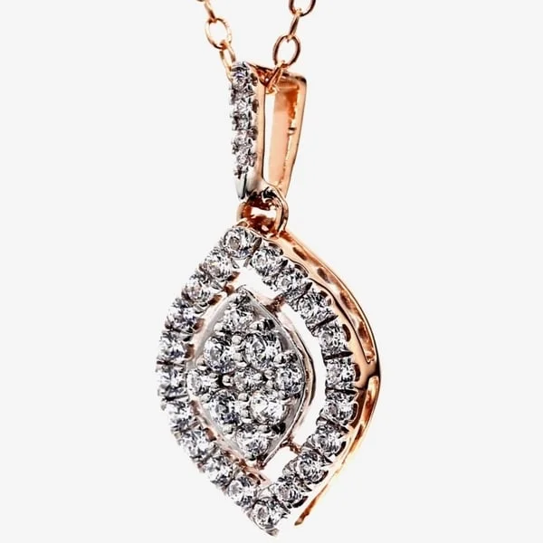 birthstone necklace for birthday gifts -3/8Ct. Diamond Marquise Shape Pendant 10k Rose Gold Womens Necklace