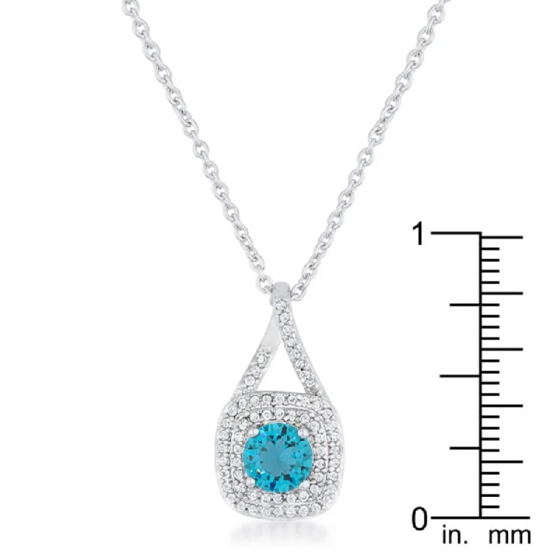 flower pendant necklace for women -Aqua Christal Rhodium Classic Necklace - 18 Inch