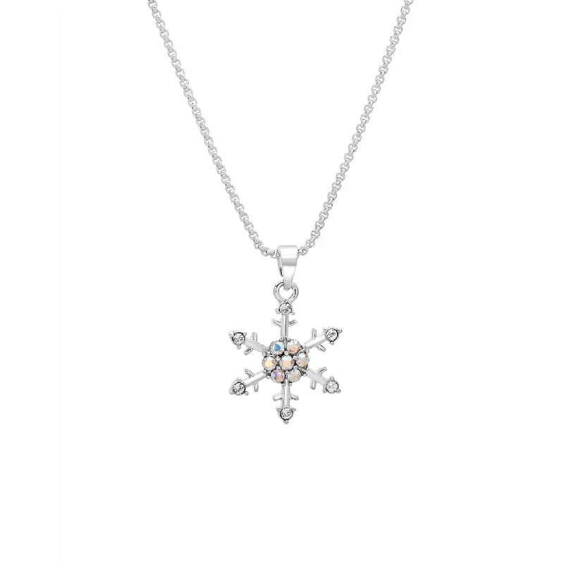 choker necklace for girls -Aurora Boreali Snowflake Necklace - Rhodium-Plated with Aurora Borealis Swarovski Crystals