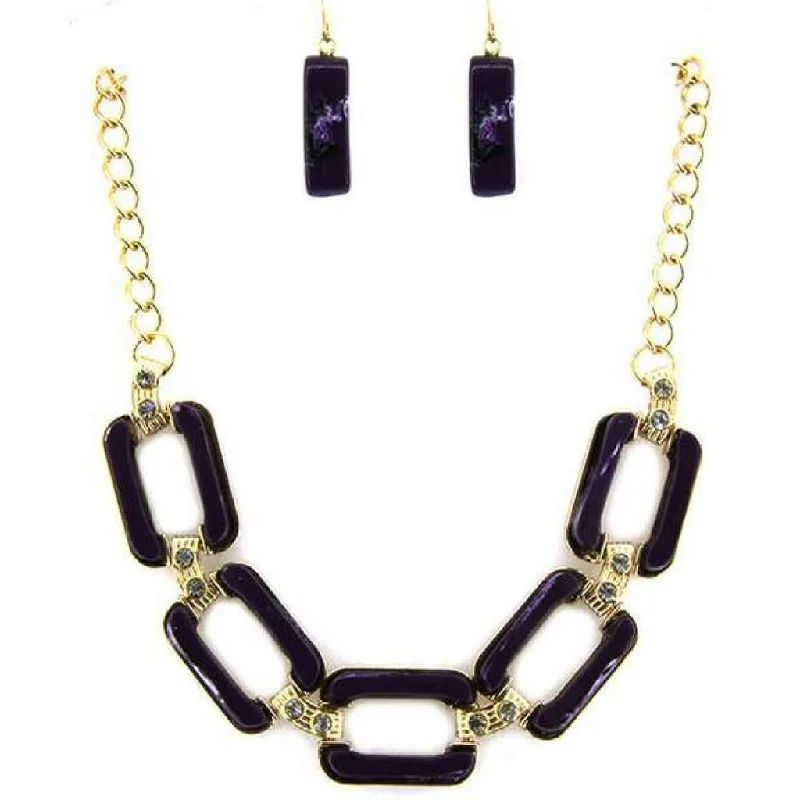 best necklace for layering -Black Rectangle Link Statment Necklace