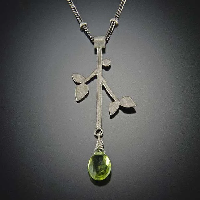 luxury diamond necklace for men -Branch Necklace with Peridot