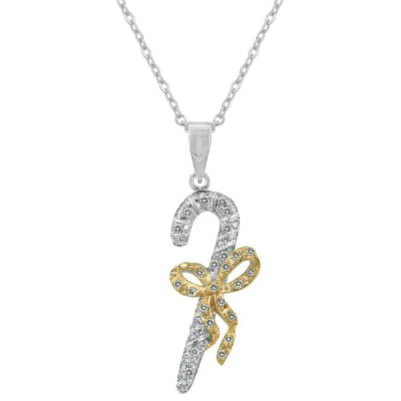 layered necklace set for women -Candy Cane Cubic Zirconia Pendant