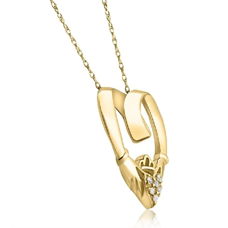 long pendant necklace for women -Claddagh Diamond Pendant Yellow Gold